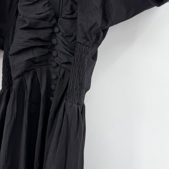 Pomander Place by Tuckernuck Black Vivianna Maxi Dress S Small V-Neck Buttons - Picture 7 of 12